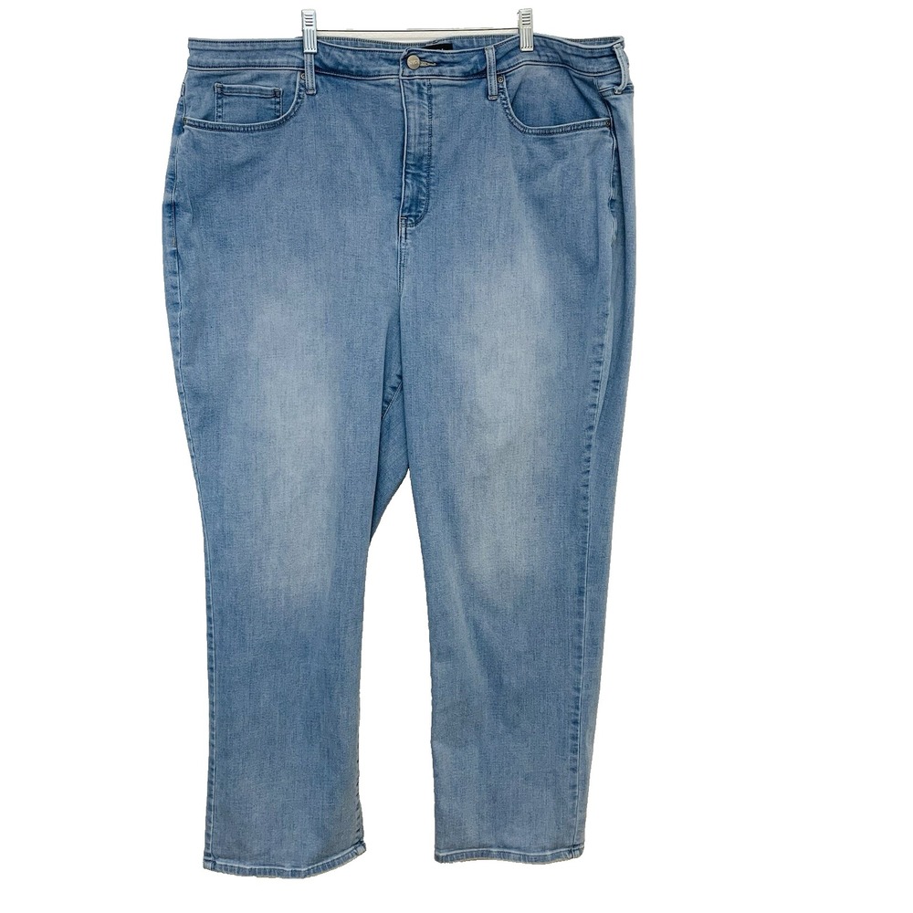 NYDJ Relaxed Straight‎ Jeans Woman  24W Blue Light Wash Lift Tuck Stretch Casual